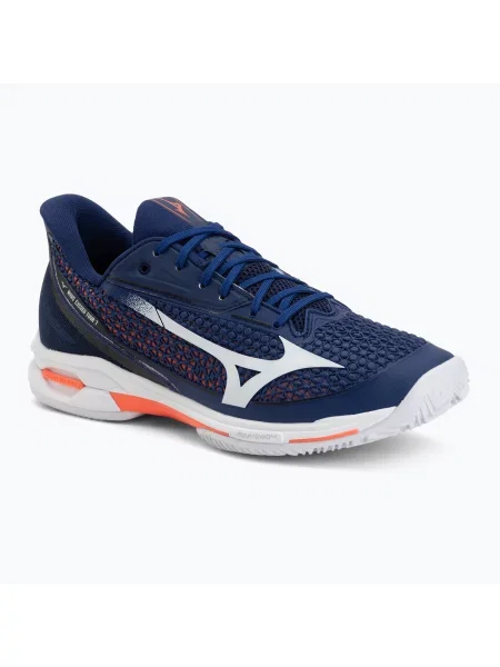 Încălțăminte de tenis pentru bărbați Mizuno Wave Exceed Tour 7 CC beacon blue/white/lava orange alb