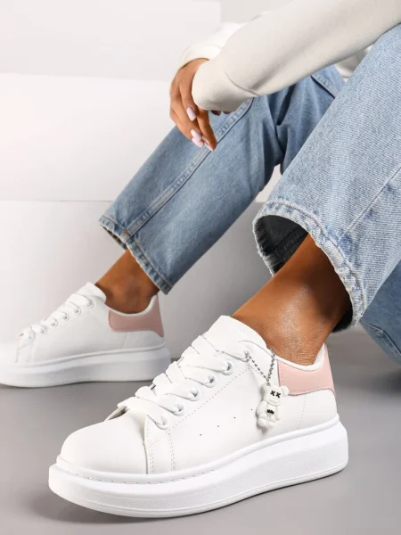 Sneakers Casual Alb-Roz cu Pandantiv Ursuleț Ulevidia alb