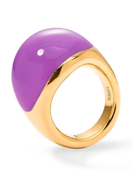 BERRIES inel pentru femei din argint placat cu aur cu email Viva Orchid XL Ring