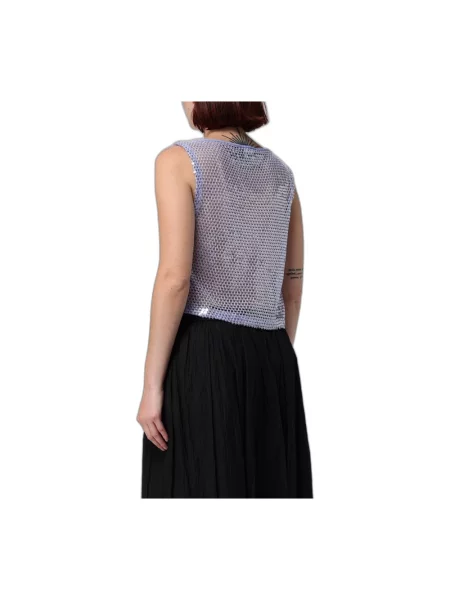 Dzianinowy top Emporio Armani z cekinami fioletowy