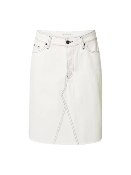 Spódnica jeansowa Tommy Hilfiger z frędzli biała