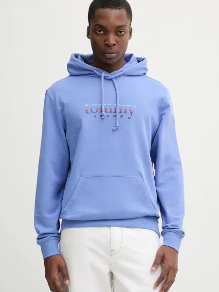 Tommy Jeans Bombažen pulover vijolična