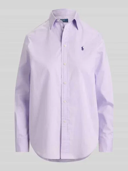 Bluzka koszulowa o kroju relaxed fit z czystej bawełny Polo Ralph Lauren fioletowa
