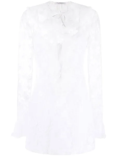 Rochie Philosophy Di Lorenzo Serafini cu volane din dantelă alb