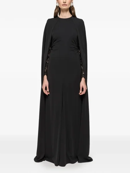 Rochie maxi Nissa din dantelă de costum negru