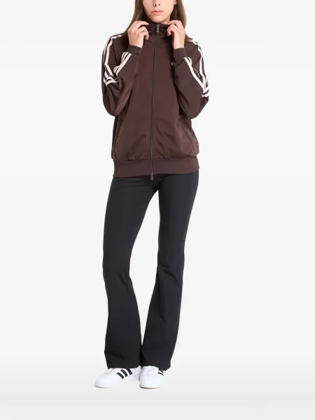 Pulover Adidas cu dungi alergare cu decolteu rotund negru