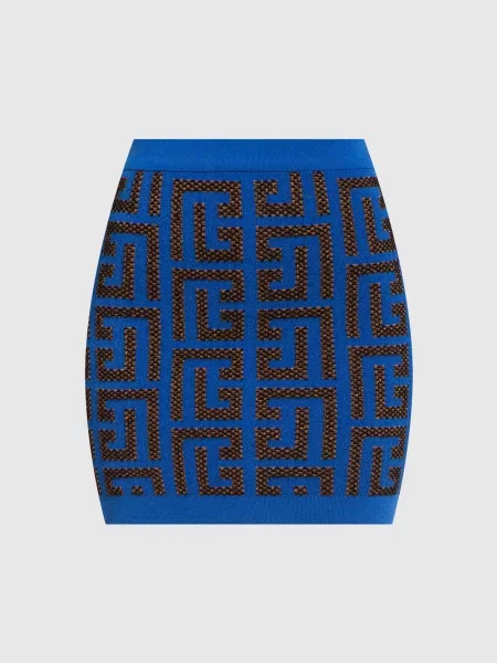 Спідниця у візерунок монограми Balmain синя