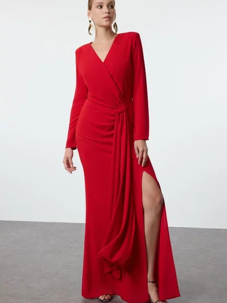 Rochie de seară Trendyol eleganta lungă roșu