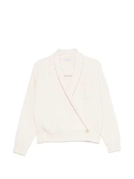 Pulover Brunello Cucinelli tricotate plic alb