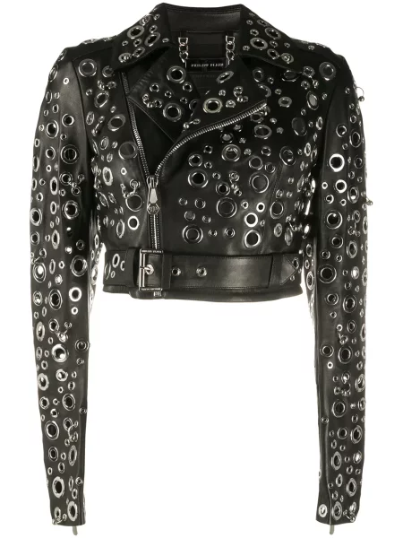 Geanta de piele Philipp Plein negru