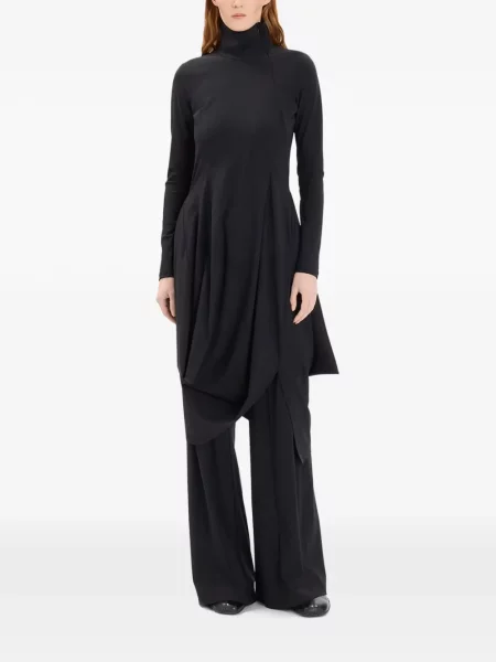 Rochie High asimetrică drapată negru