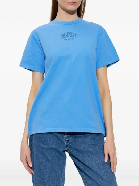 Tricou Ganni cu imagine albastru