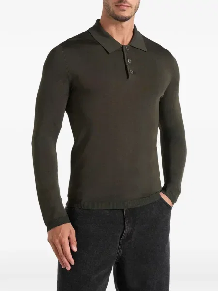Lung tricou polo Manière De Voir tricotate verde