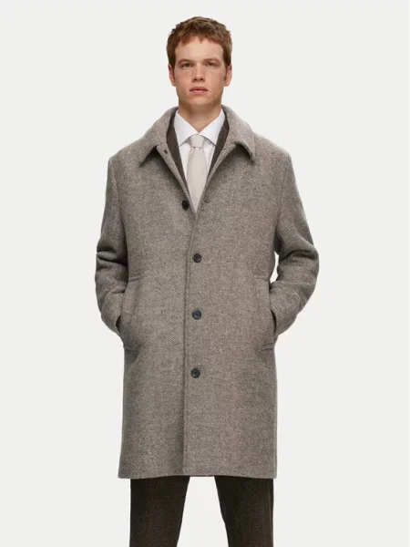 Selected Homme Vlněný kabát béžová