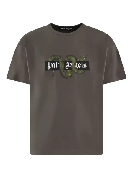 Tricou Palm Angels cu model piele de șarpe verde