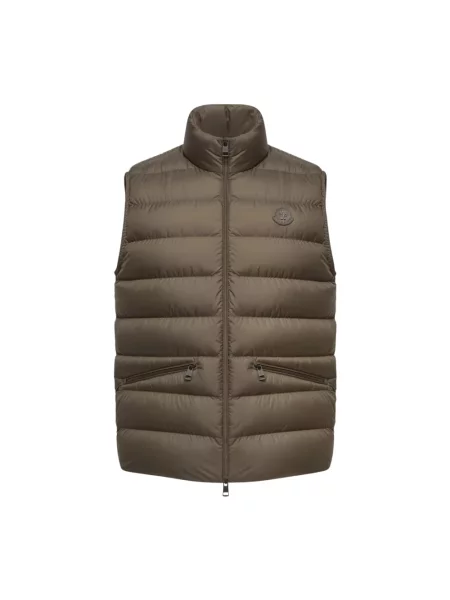 Kamizelka Moncler skórzana zielona