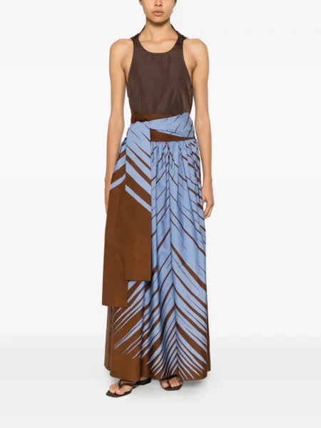 Fusta maxi Co.go cu imagine cu imprimeu abstract albastru