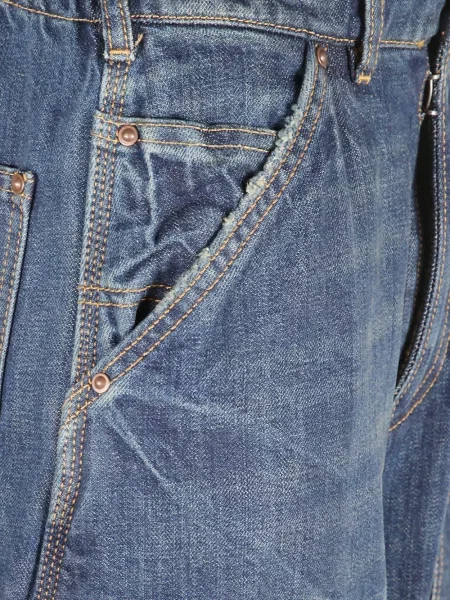 Široké džíny Maison Margiela s oděrkami modré