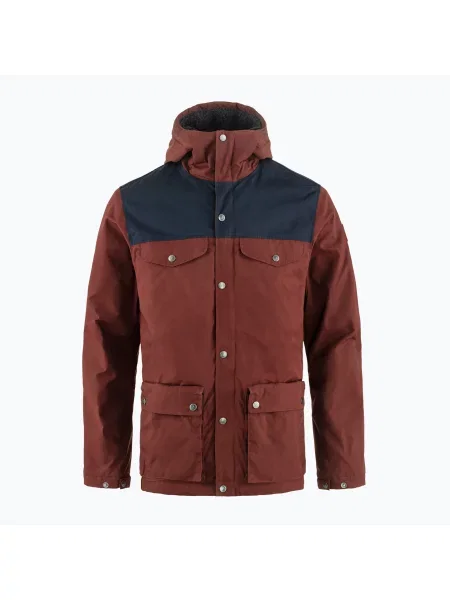 Férfi szélálló dzseki Fjällräven Greenland Winter maroon/dark navy. Méret: L sötétkék