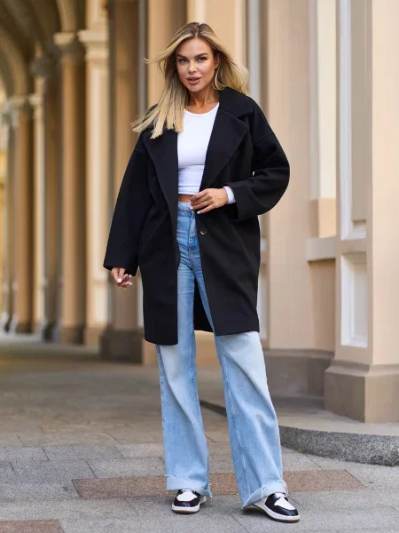 Пальто ISSA Plus кашемір чорний