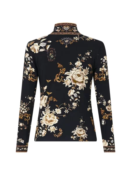 Top Camilla cu model floral negru
