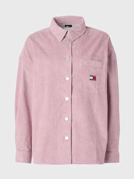 Вельветовая рубашка Tommy Jeans розовая