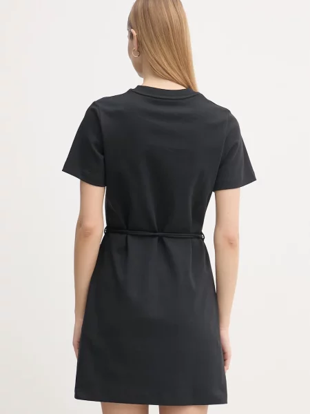 Sukienka taliowana z dzianiny dresowej z czystej bawełny Tommy Hilfiger czarna