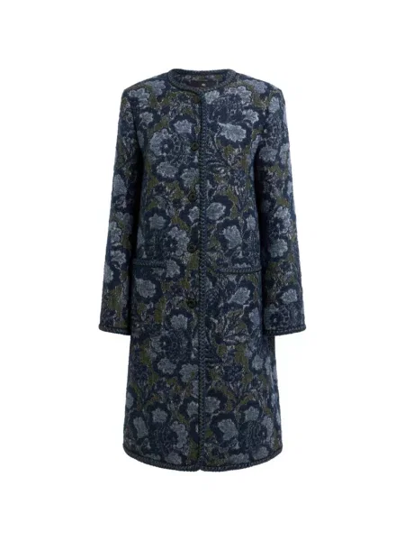 Palton Etro cu model floral din jacard albastru