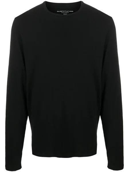 Tricou Majestic Filatures cu decolteu în U lung negru