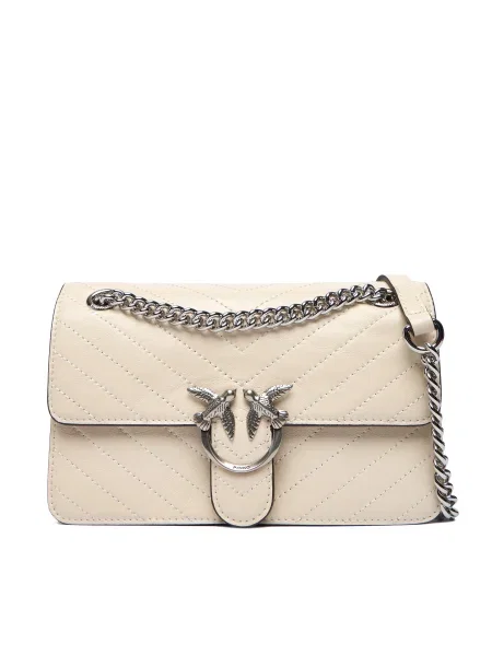 PINKO Kabelka na rameno Pinko Sac Rabat Love One Light Mini Vitello Wr Blanc' biela