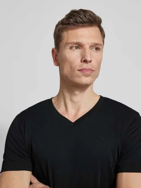 T-shirt o kroju regular fit z czystej bawełny Tom Tailor czarna