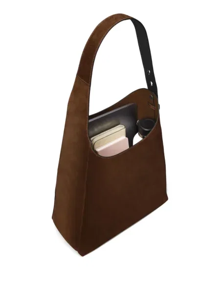 Geantă Tory Burch din piele de căprioară maro