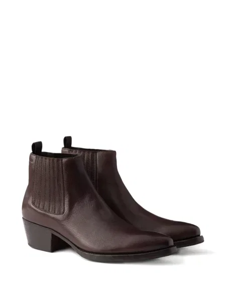 Botine chelsea Prada din piele maro