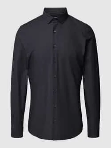 Koszula biznesowa o kroju slim fit z kołnierzykiem typu cutaway model ‘Modern Kent’ Olymp No. Six czarna