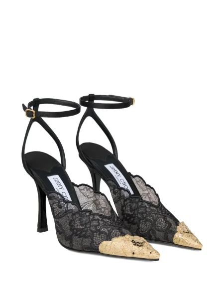 Pantofi cu toc Jimmy Choo din dantelă negru