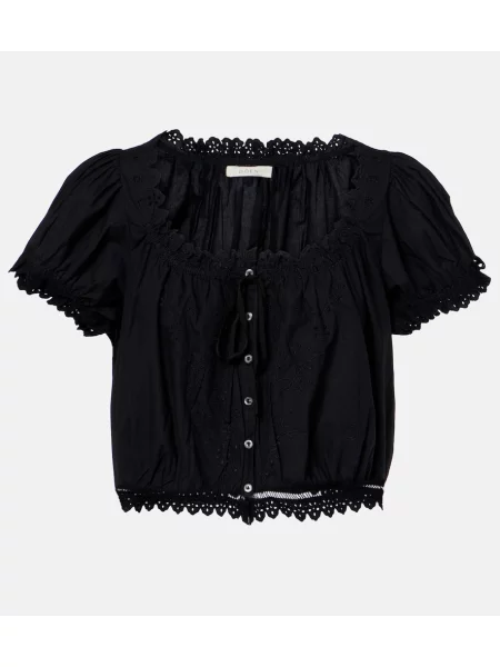 Top Dôen cu broderie negru