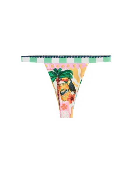 Next Slip costum de baie verde / portocaliu / roz negru