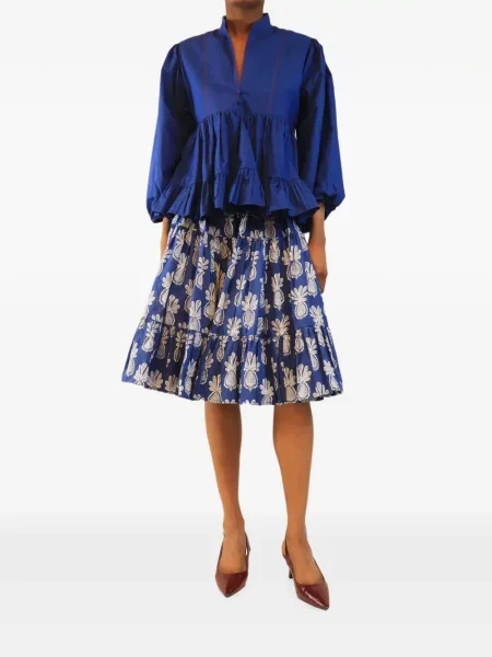 Fustă La Doublej cu model floral albastru