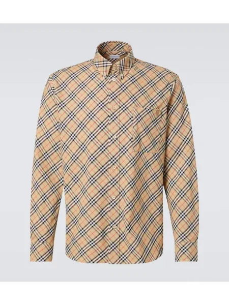 Kostkovaná poplínová košile Burberry hnědá