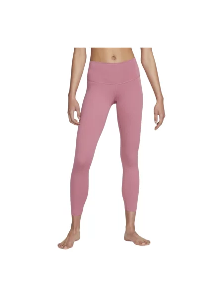 Lniane legginsy Nike z wysoką talią do jogi różowe