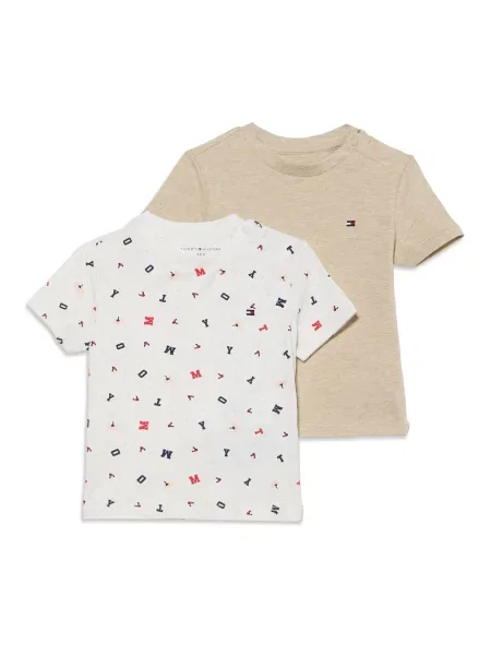 TOMMY HILFIGER Tricou bej / bleumarin / roșu alb
