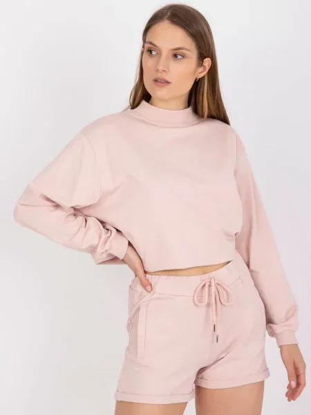 Pantaloni scurți Fashionhunters cu talie înaltă roz