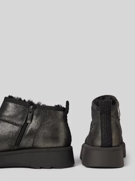 Skórzane buty ze zamkami błyskawicznymi Tamaris czarne