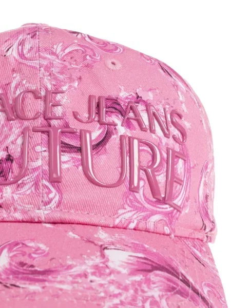 Czapka z daszkiem Versace Jeans Couture z nadrukiem różowa
