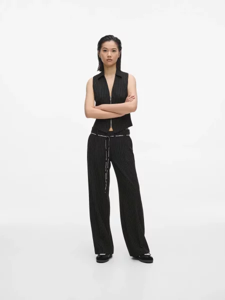 KARL LAGERFELD JEANS Plisované nohavice / biela čierna
