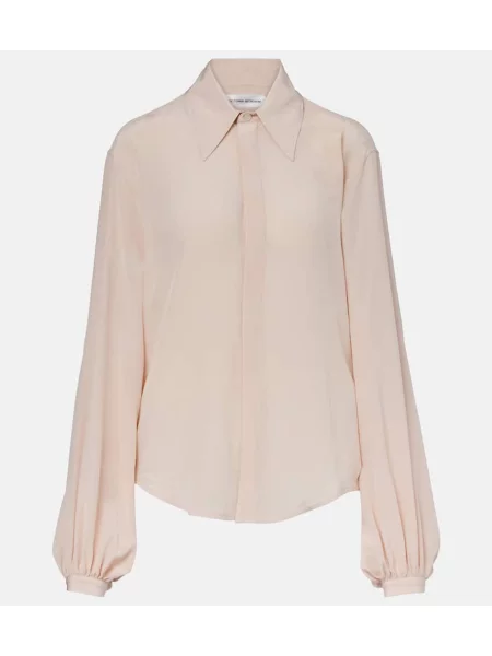 Cămașă Victoria Beckham de mătase roz