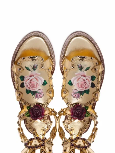 Φλοράλ σανδάλια Dolce & Gabbana χρυσό