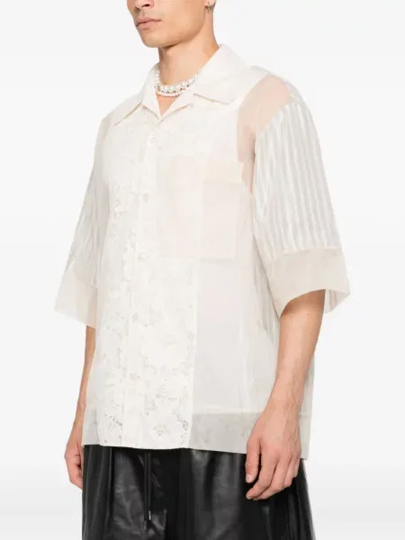 Pruhovaná krajková košile Simone Rocha