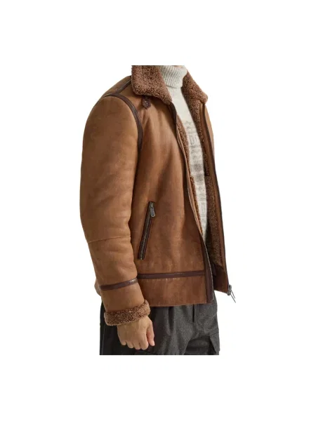 Kurtka bomber Brunello Cucinelli brązowy