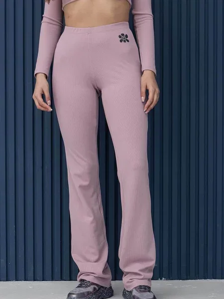 Брюки с высокой посадкой рожеві